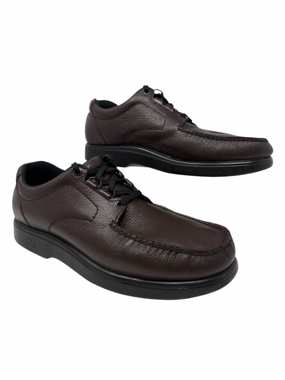 SAS Men's Bout TimeLace-Up Pebbled Leather Shoes in Cordovan Brown size 12